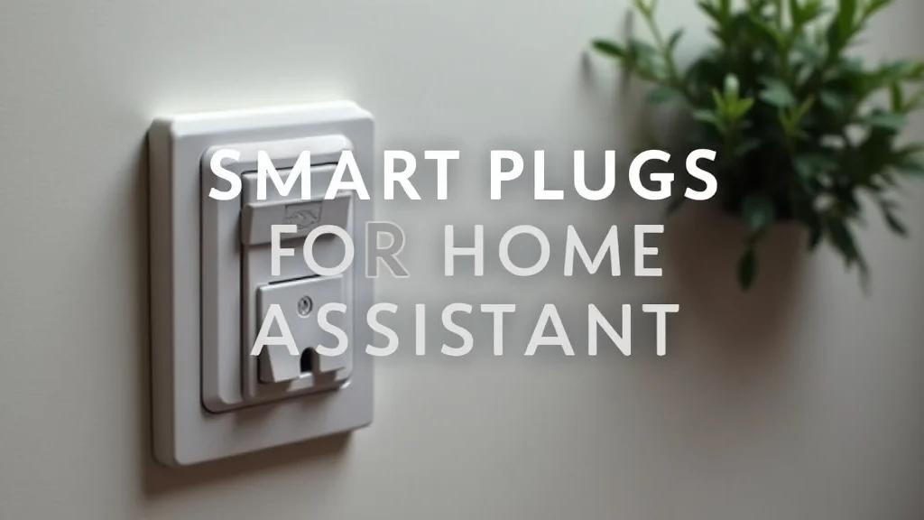 The image shows various smart plugs connected to a home automation hub, illustrating the Best Smart Plugs for Home Assistant Guide.